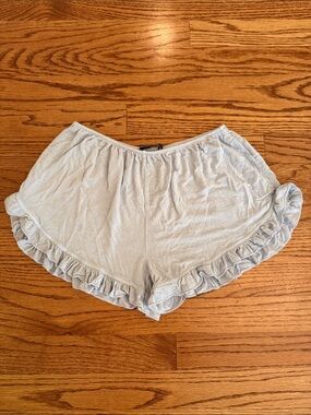 Brandy Melville Light Blue Ruffle-Trim Sleep Shorts